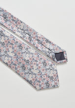 Load image into Gallery viewer, Pink and Blue Ditsy Floral Pure Silk Tie and Pocket Square Set