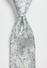 Load image into Gallery viewer, Mint and Champagne Ditsy Floral Pure Silk Tie and Pocket Square Set