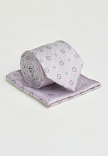 Load image into Gallery viewer, Pink Mosaic Pure Silk Tie and Pocket Square Set