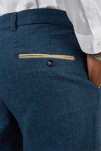 Load image into Gallery viewer, Marc Darcy Dion Blue Herringbone Check Slim Fit Trouser