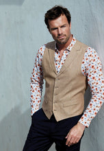 Load image into Gallery viewer, Tailored Fit Orange Print Linen Cotton Shirt (4305DT)