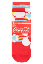 Load image into Gallery viewer, WOMEN'S 3 PAIR COCA COLA FLOWERS COTTON SOCKS