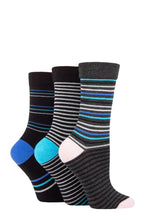 Load image into Gallery viewer, LADIES 3PR Striped Bamboo Gentle Socks