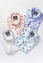 Load image into Gallery viewer, Tailored Fit Orange Print Linen Cotton Shirt (4305DT)