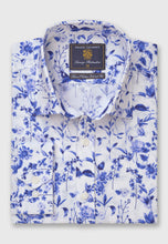 Load image into Gallery viewer, Tailored Fit Blue Print Linen Cotton Shirt (4305CT)