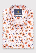 Load image into Gallery viewer, Tailored Fit Orange Print Linen Cotton Shirt (4305DT)
