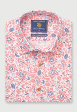 Load image into Gallery viewer, Regular Fit Rose Floral Print Linen Cotton Short Sleeve Shirt - 4479B