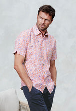 Load image into Gallery viewer, Regular Fit Rose Floral Print Linen Cotton Short Sleeve Shirt - 4479B