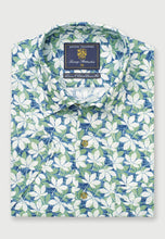 Load image into Gallery viewer, Regular Fit Apple Floral Print Linen Cotton Short Sleeve Shirt (4479D)