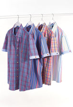 Load image into Gallery viewer, Regular Fit Navy Check Cotton Short Sleeve Shirt (4483A)