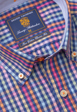 Load image into Gallery viewer, Regular Fit Navy Check Cotton Short Sleeve Shirt (4483A)