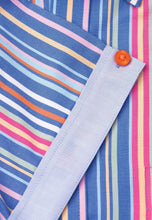 Load image into Gallery viewer, Regular Fit Navy Multicolour Stripe Cotton Short Sleeve Shirt (4483B)