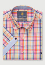 Load image into Gallery viewer, Regular Fit Multicoloured Check Cotton Short Sleeve Shirt (4483C)