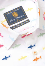 Load image into Gallery viewer, Regular Fit White with Sharks Cotton Short Sleeve Shirt (4484B)