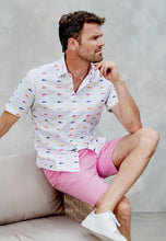 Load image into Gallery viewer, Regular Fit White with Sharks Cotton Short Sleeve Shirt (4484B)