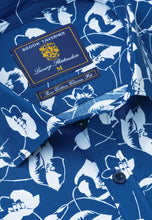 Load image into Gallery viewer, Regular Fit Navy and Ecru Tropical Flower Print Cotton Shirt (4493A)