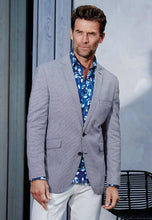 Load image into Gallery viewer, Regular Fit Navy and Ecru Tropical Flower Print Cotton Shirt (4493A)