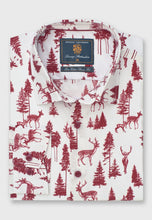 Load image into Gallery viewer, Regular Fit Wine Woodland Print Cotton Shirt