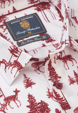 Load image into Gallery viewer, Regular Fit Wine Woodland Print Cotton Shirt