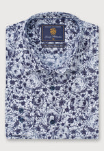 Load image into Gallery viewer, Regular Fit Navy Bear Print Cotton Shirt