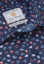 Load image into Gallery viewer, Regular Fit Navy Floral Print Cotton Shirt (4559FT)