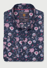 Load image into Gallery viewer, Regular Fit Navy Ornate Floral Print Cotton Shirt