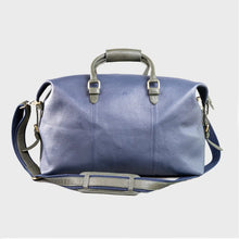 Load image into Gallery viewer, Oak Premium Leather Holdall – Genuine Leather Travel & Weekend Bag (Blue/Grn)