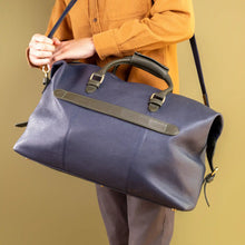 Load image into Gallery viewer, Oak Premium Leather Holdall – Genuine Leather Travel & Weekend Bag (Blue/Grn)