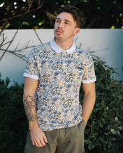 Load image into Gallery viewer, LAMBRETTA Paisley Brand Polo (White / Navy)