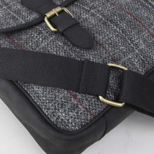 Load image into Gallery viewer, HARRIS TWEED Grey Leather Briefcase