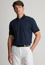 Load image into Gallery viewer, Knaresborough Popcorn Textured Stripe Zip Neck Cotton Polo Shirt