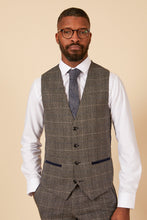 Load image into Gallery viewer, Marc Darcy SCOTT Grey Tweed Check Suit Waistcoat - 40R