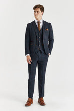 Load image into Gallery viewer, PAUL ANDREW MADRID NAVY TWEED CHECK THREE PIECE SUIT
