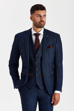 Load image into Gallery viewer, PAUL ANDREW SCOTT NAVY TWEED CHECK THREE PIECE SUIT