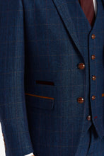 Load image into Gallery viewer, PAUL ANDREW SCOTT NAVY TWEED CHECK THREE PIECE SUIT