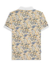 Load image into Gallery viewer, LAMBRETTA Paisley Brand Polo (White / Navy)