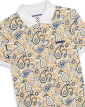 Load image into Gallery viewer, LAMBRETTA Paisley Brand Polo (White / Navy)