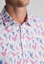 Load image into Gallery viewer, Regular Fit Pink Bird Print Short Sleeve Shirt