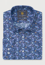 Load image into Gallery viewer, Regular Fit Navy Whale Print Cotton Shirt - 4730C