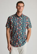 Load image into Gallery viewer, Regular Fit Teal Floral Print Short Sleeve Shirt (4739B)