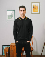 Load image into Gallery viewer, LAMBRETTA L/S Tipped Knitted Polo Black