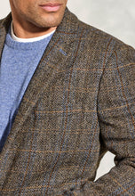 Load image into Gallery viewer, Tailored Fit Sumburgh Green and Blue Check Harris Tweed® Jacket