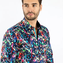 Load image into Gallery viewer, CLAUDIO LUGLI ART ATTACK PAINT SPLASH BLACK PRINT SHIRT CP8042