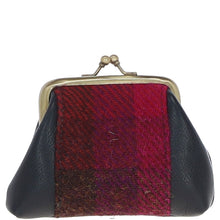 Load image into Gallery viewer, Ashwood Leather & Harris Tweed® Cloth Classic Kiss-Lock Purse Navy/Pink: TW-13-06-NP