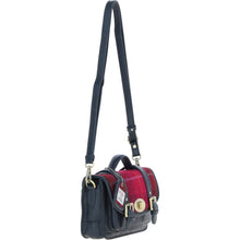 Load image into Gallery viewer, Ashwood Leather & Harris Tweed® Cloth Small Satchel Bag with Twist Lock Navy/Pink: TW-33-06-NP