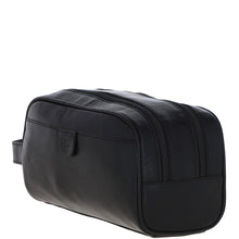 Load image into Gallery viewer, Ashwwod Men's Dual Zip Leather Washbag (Black T-78)