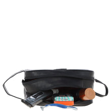 Load image into Gallery viewer, Ashwwod Men's Dual Zip Leather Washbag (Black T-78)