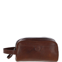 Load image into Gallery viewer, Ashwwod Men's Dual Zip Leather Washbag (Chestnut Tan T-78)