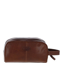 Load image into Gallery viewer, Ashwwod Men's Dual Zip Leather Washbag (Chestnut Tan T-78)