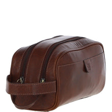 Load image into Gallery viewer, Ashwwod Men's Dual Zip Leather Washbag (Chestnut Tan T-78)